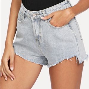 Frayed Hem Denim Shorts